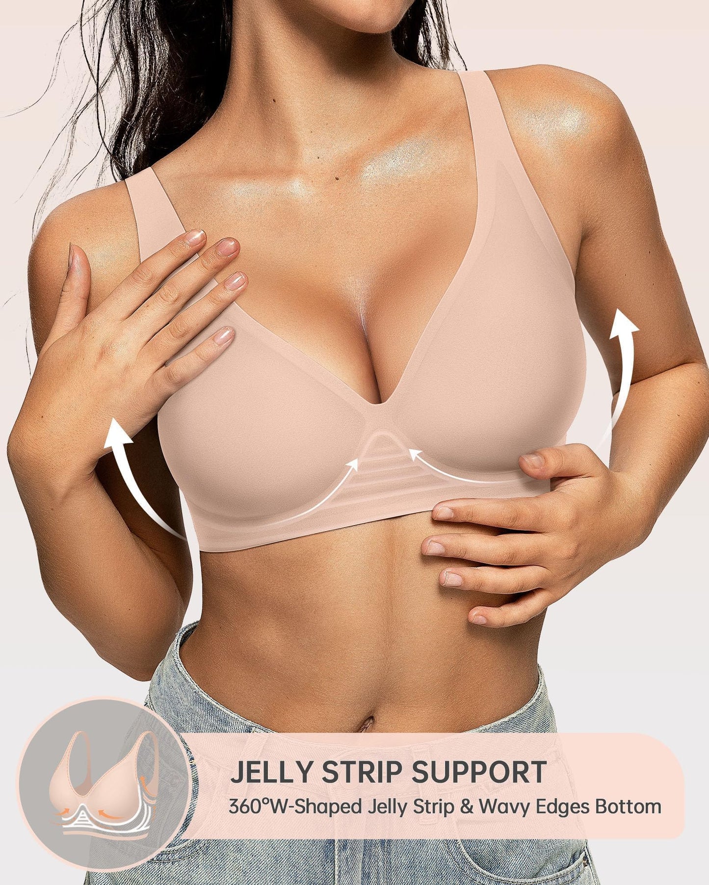 Wireless Polka Dots Deep V Seamless Bras