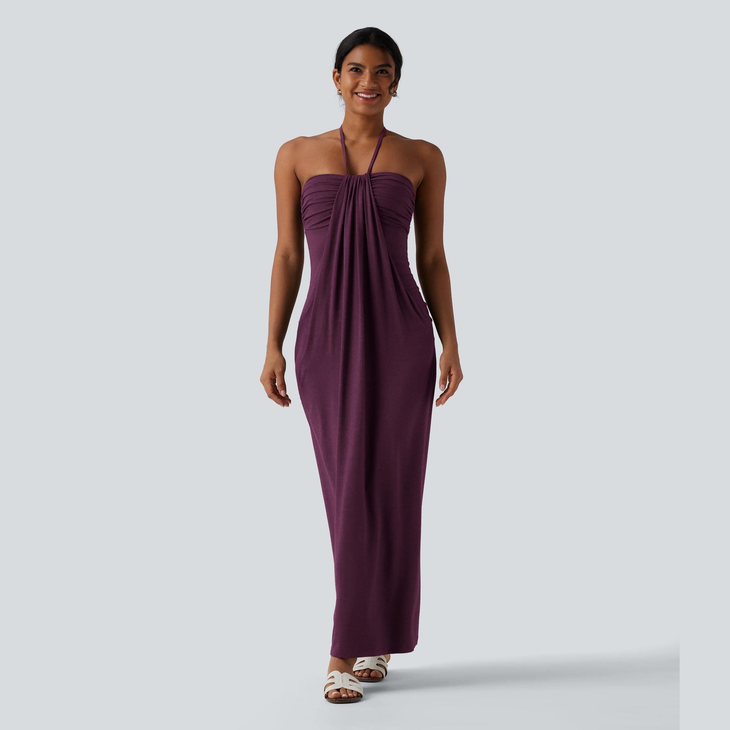 Halter Tie Back Maxi Dress with Pockets