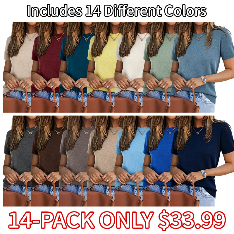 Last day discount🔥🔥Women's Crew Neck  Knit Top-Casual Pullover SummerVibes 2026