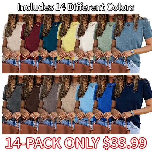 Last day discount🔥🔥Women's Crew Neck  Knit Top-Casual Pullover SummerVibes 2026