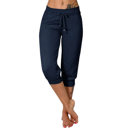 Women's Solid Color Drawstring Capri Yoga Pants
