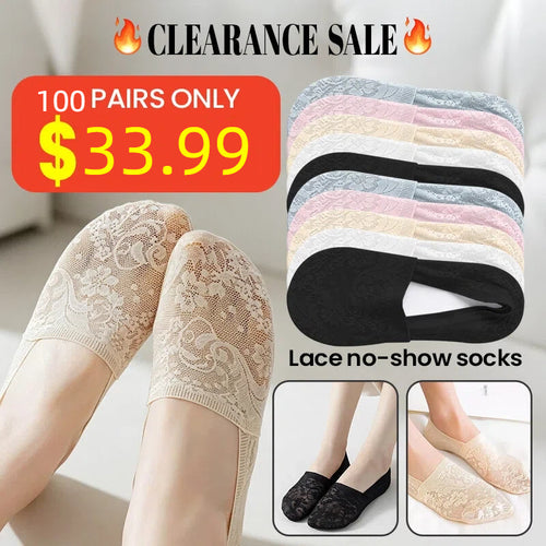 Breathable Cotton Floral Lace No-Show Socks