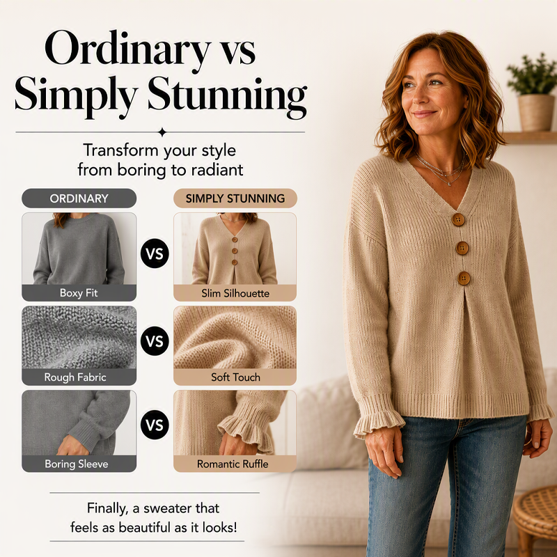 💝💝Special Price Today | Women's Soft V-Neck Textured-Knit Sweater